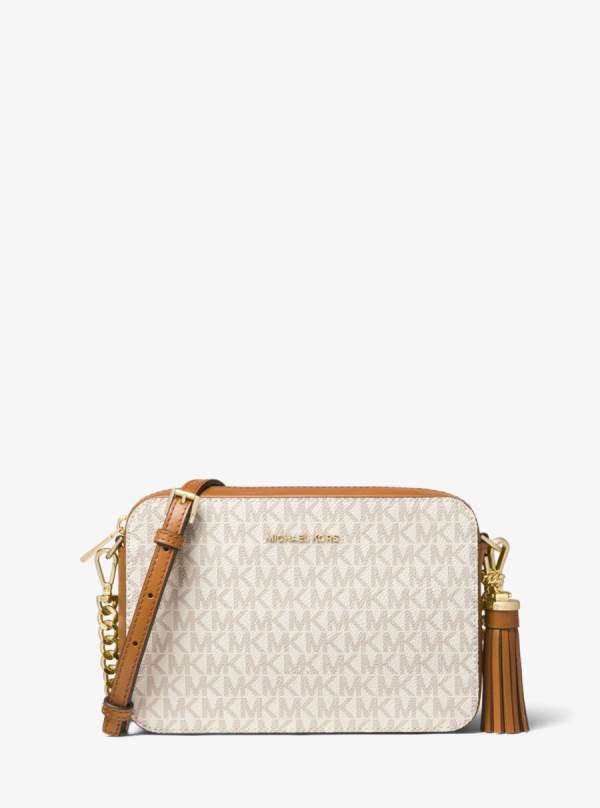 Damske Spojková Taška Michael Kors Ginny Medium Logo Biele Žlté - Kabelky Michael Kors Nejlevnejsi | NKETH-5874